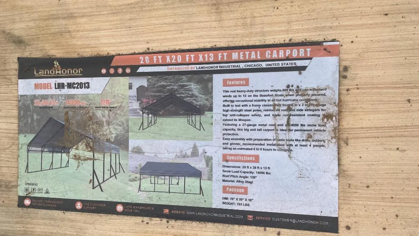20'x20'x13' Carport