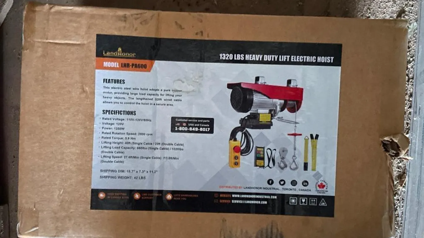 1320lbs Heavy Duty Lift Electric Hoist
