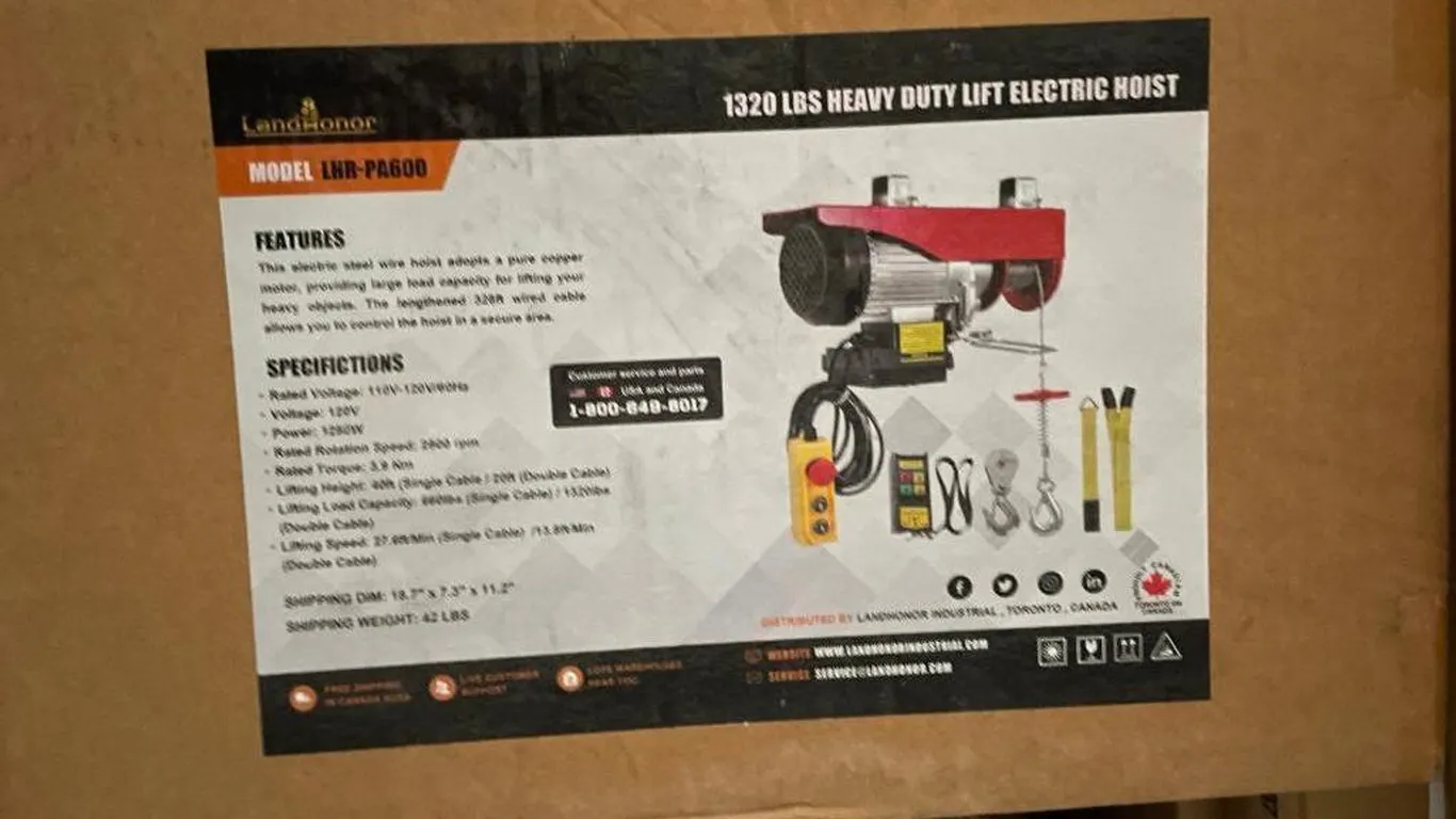 1320lbs Heavy Duty Lift Electric Hoist