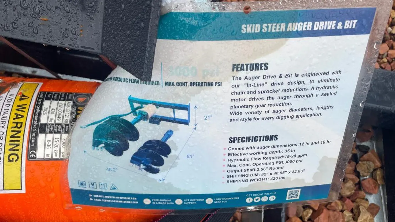 Skidsteer Auger Drive & Bit