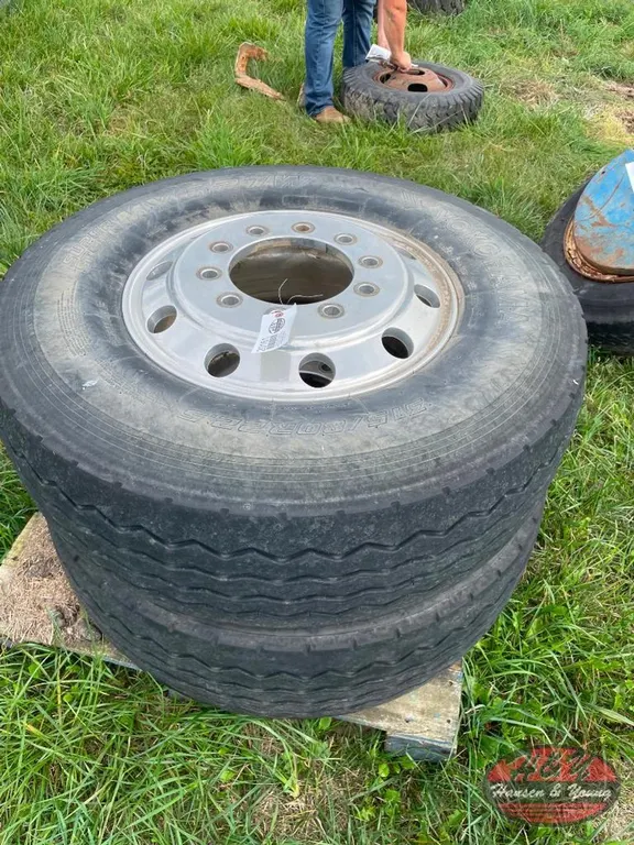 Pair of 315/80R22.5 Tires and Rims