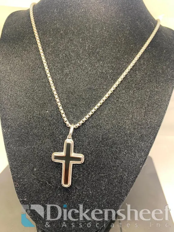 Black & Silver Tone Cross Necklace