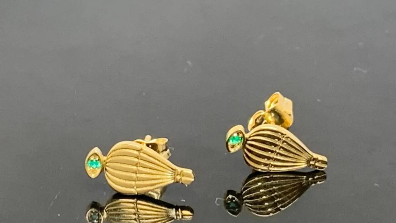 Sydney Evan 14K Yellow Gold Hot Air Balloon Wiked Earrings