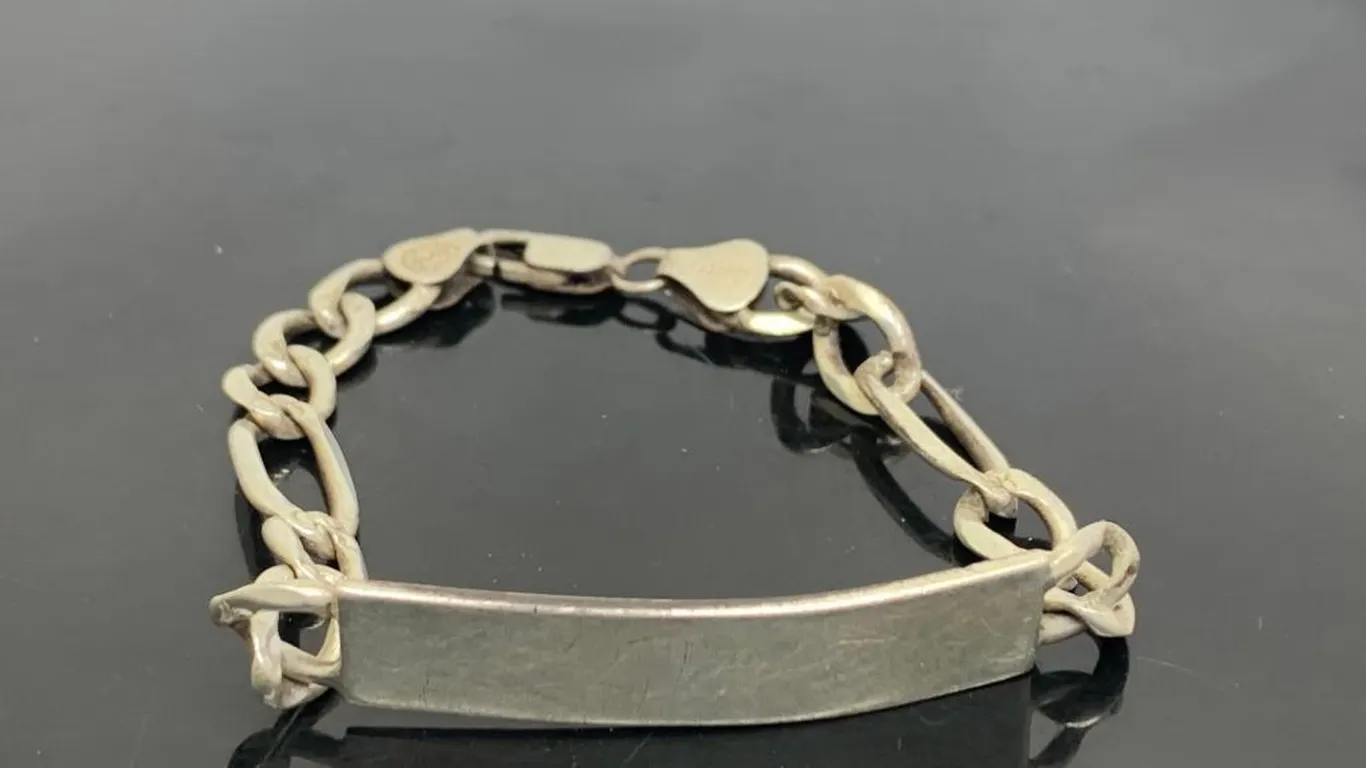 Sterling Silver Name Tag Men's Bracelet