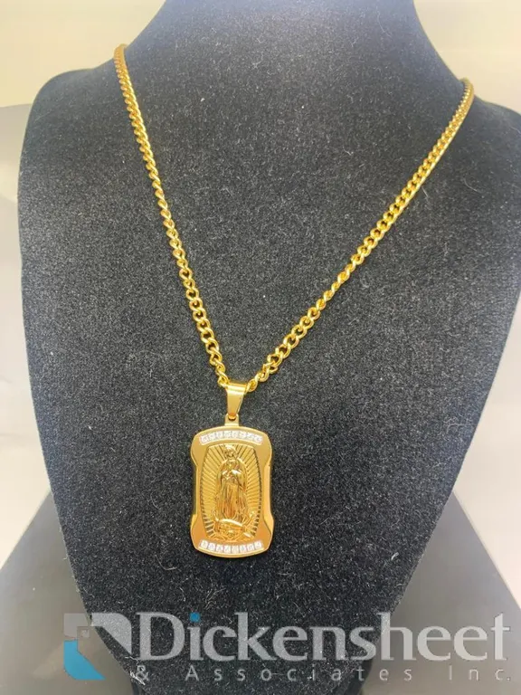 Gold Tone Virgin Mary Necklace