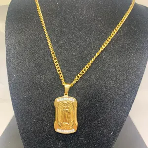 Gold Tone Virgin Mary Necklace
