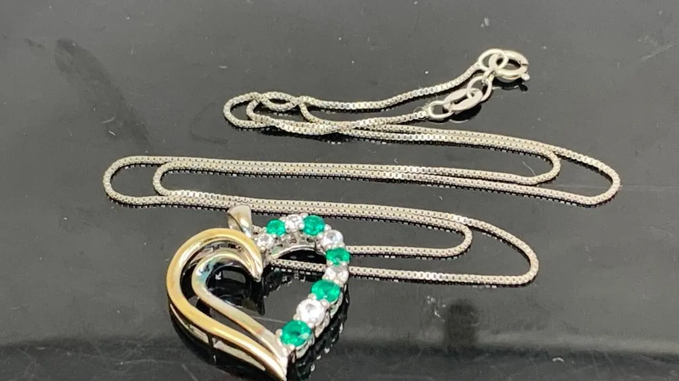 Sterling Silver With 10K Yellow Gold Heart Pendant