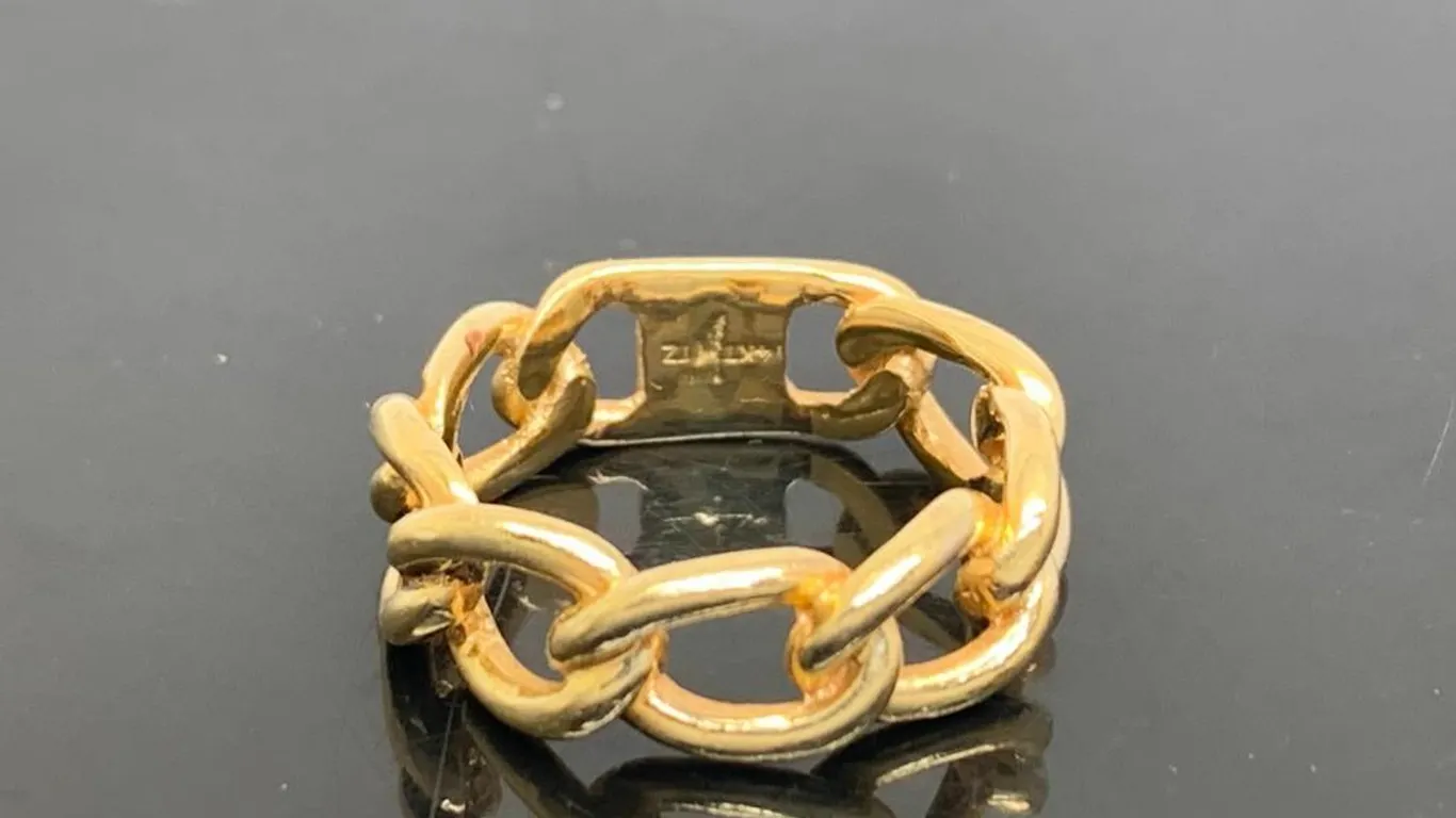 14K Yellow Gold Cuban Chain Style Ring