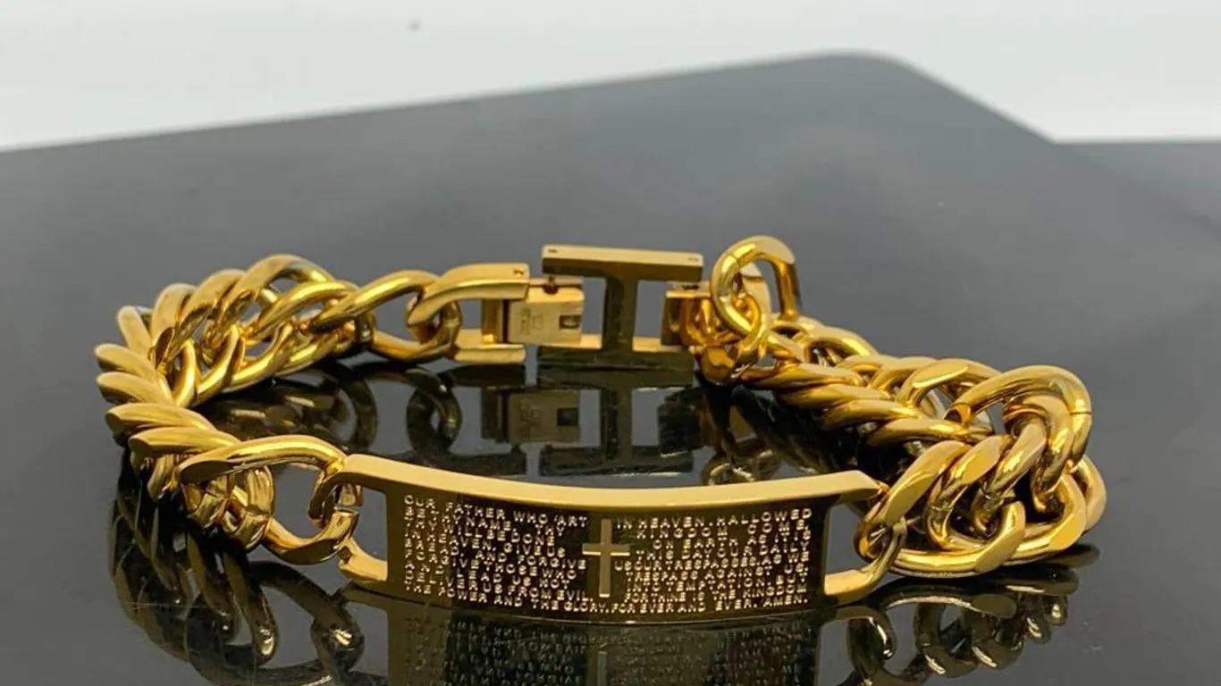 Gold Tone Cross Bracelet