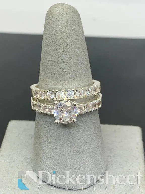 Silver Tone Wedding Set With Clear Stones