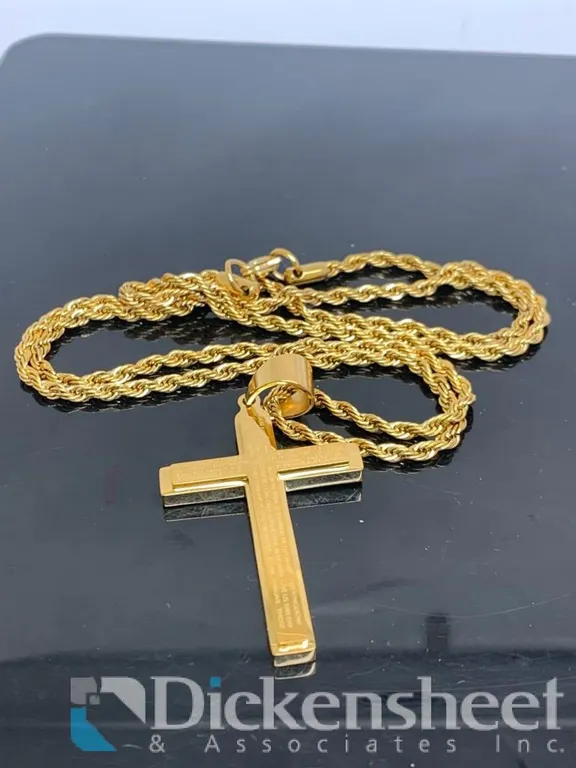 Gold Tone Cross Necklace