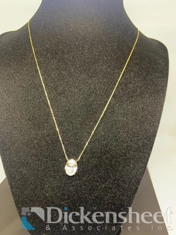 3.09 Carat Oval Cut Lab Grown Diamond 14KT Gold Necklace