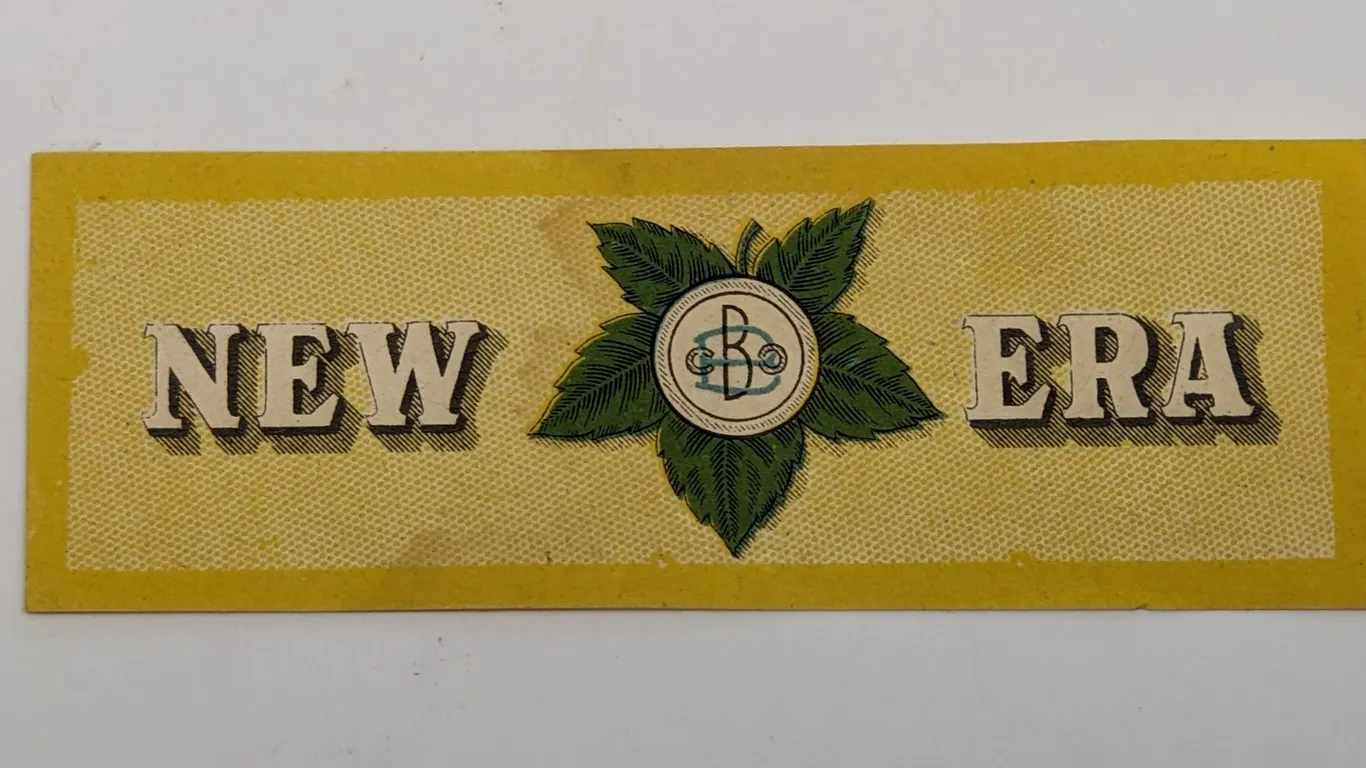BOTTLE NECK LABEL BECHAUD BREWING NEW ERA BEER FOND DU LAC WISCONSIN