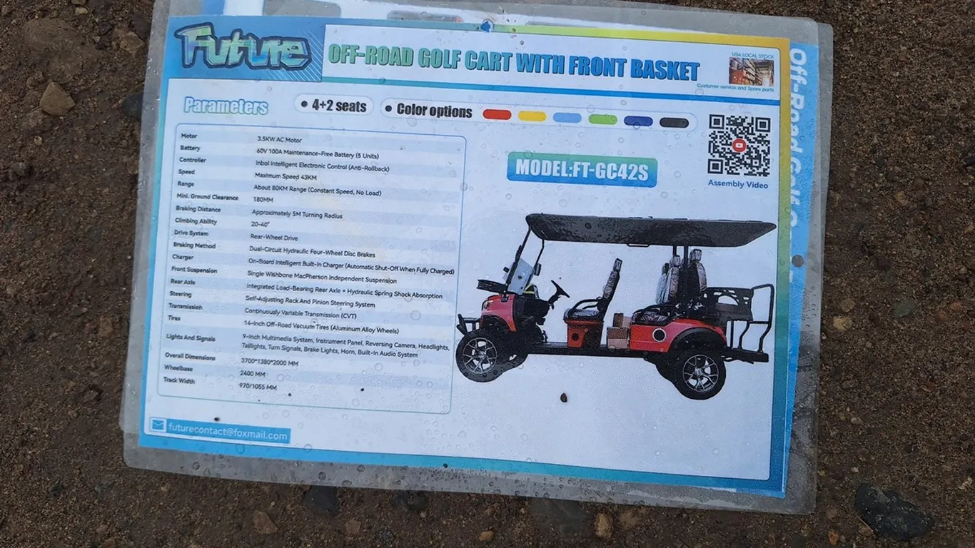 2026 Future Off-Road Golf Cart, Model FT-GC42S, Unused, Assembly Required