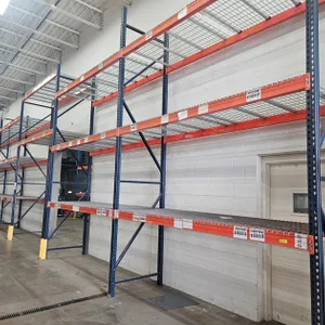 Pallet Racking- Uprights 7 - 42"x16', Crossbeams 34 - 10', with Wire Decking