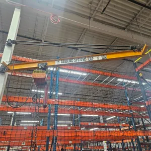 1/2 Ton Jib Crane with Wright Way Electric Chain Hoist, Mounted to Post