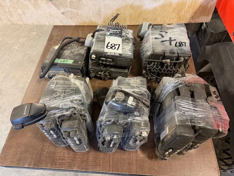 (12) 2 Way Radios - (1) Vertex, (3) Kenwood, (8) Motorola w/ mics