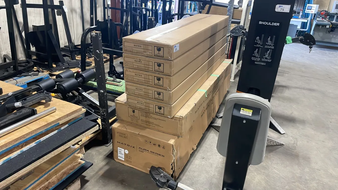 STACK OF ASSORTED MATRIX COMMERCIAL GYM EQUIPMENT PARTS- G3-MS52 AURA SERIES TRICEPS PRESSDOWN