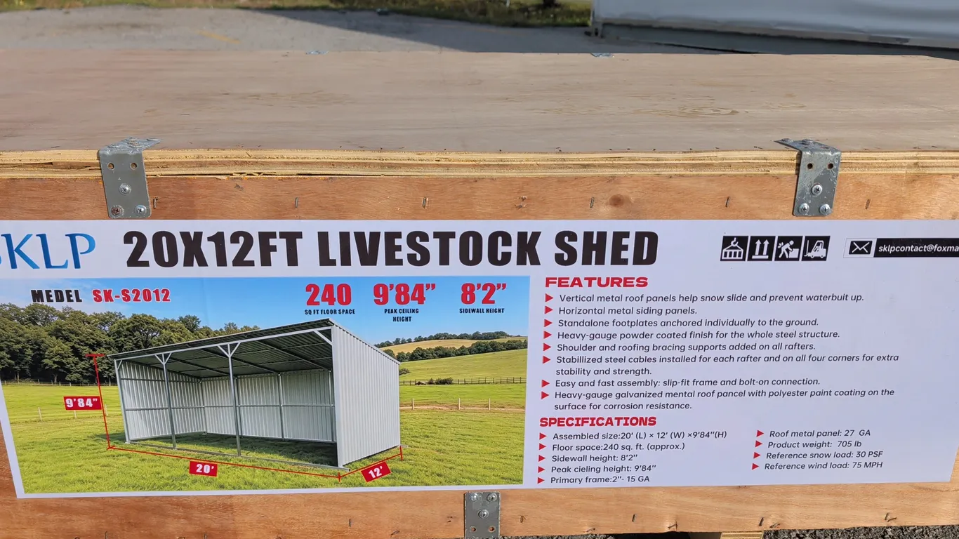 Unused SKLP SK-S2012 Livestock Shed (20X12)