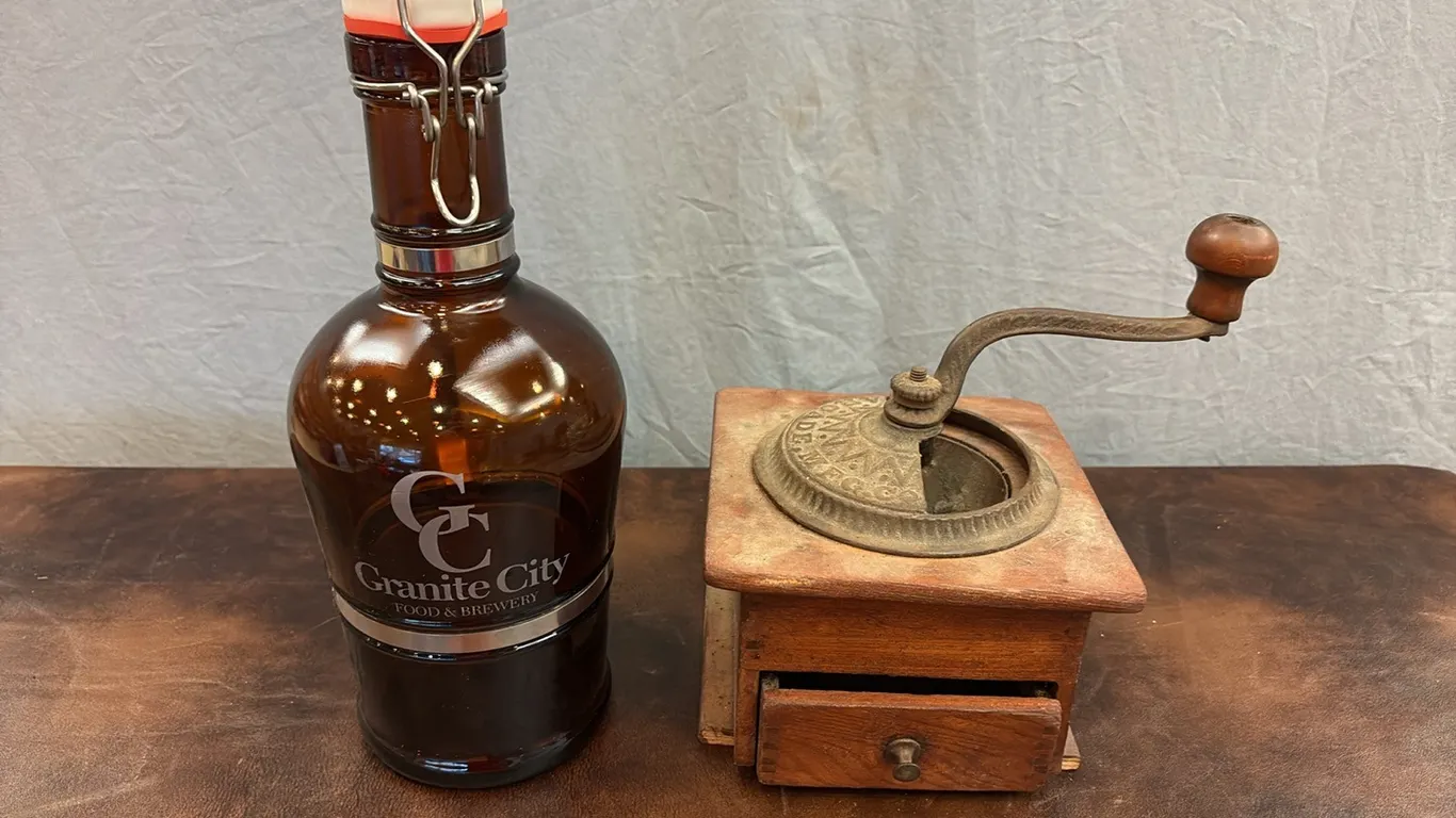 Glass Bottle & Coffee Grinder