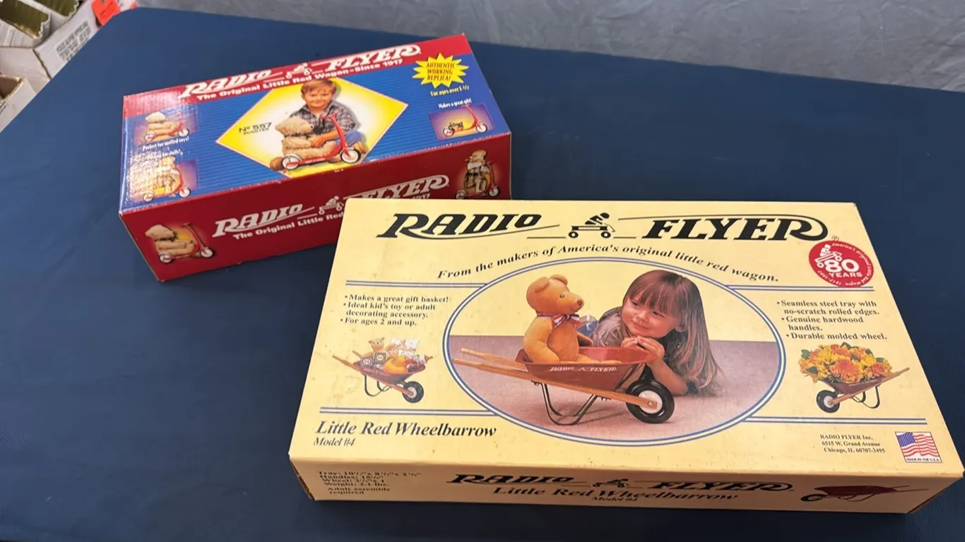 Radio Flyer wheel barrow, scooter