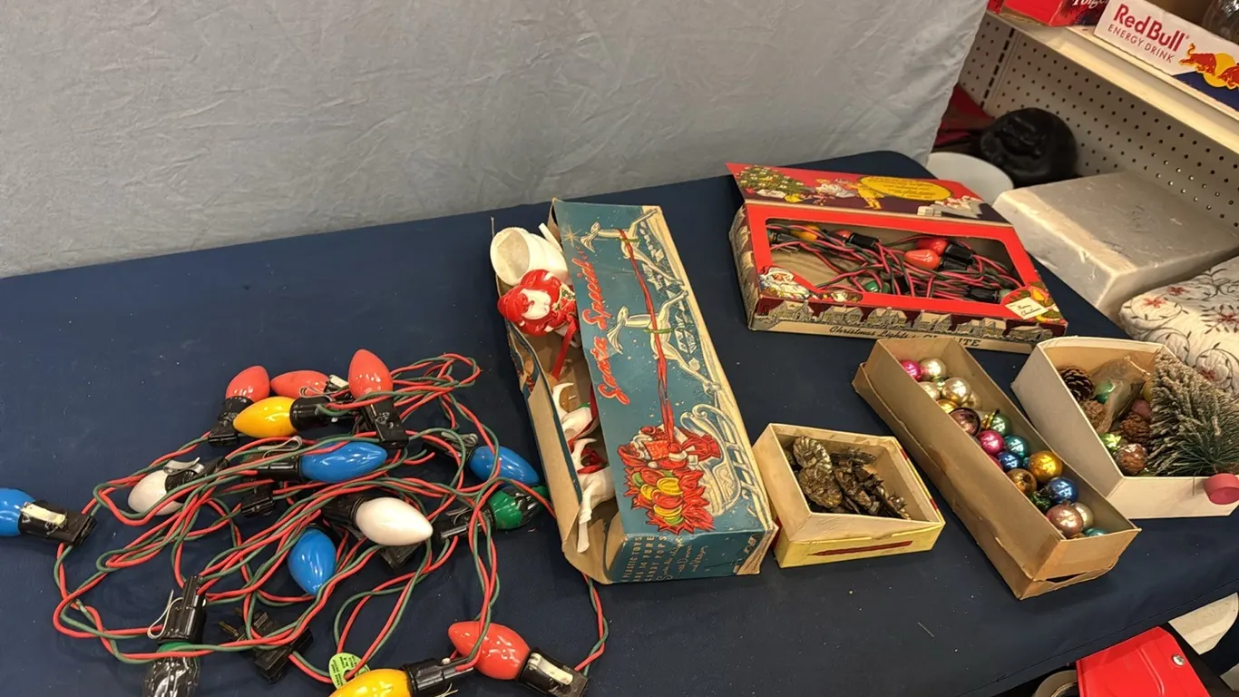 Vintage Christmas lights and decor