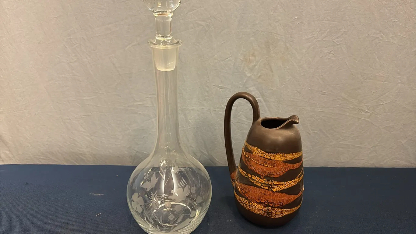 Glass Decanter & Decorative Pitcher