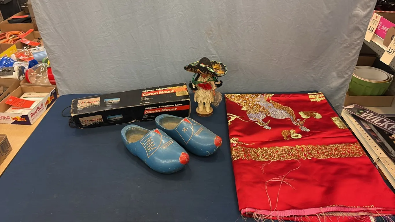 Wood Shoes, Fabric, Doll & Camera Lens