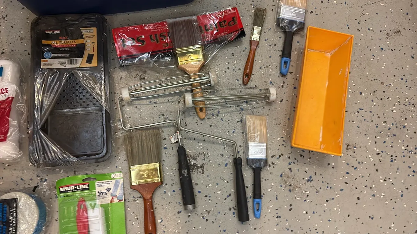 Tote of Painting Supplies