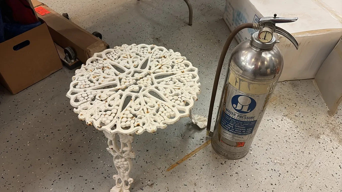 End Table & Fire Extinguisher