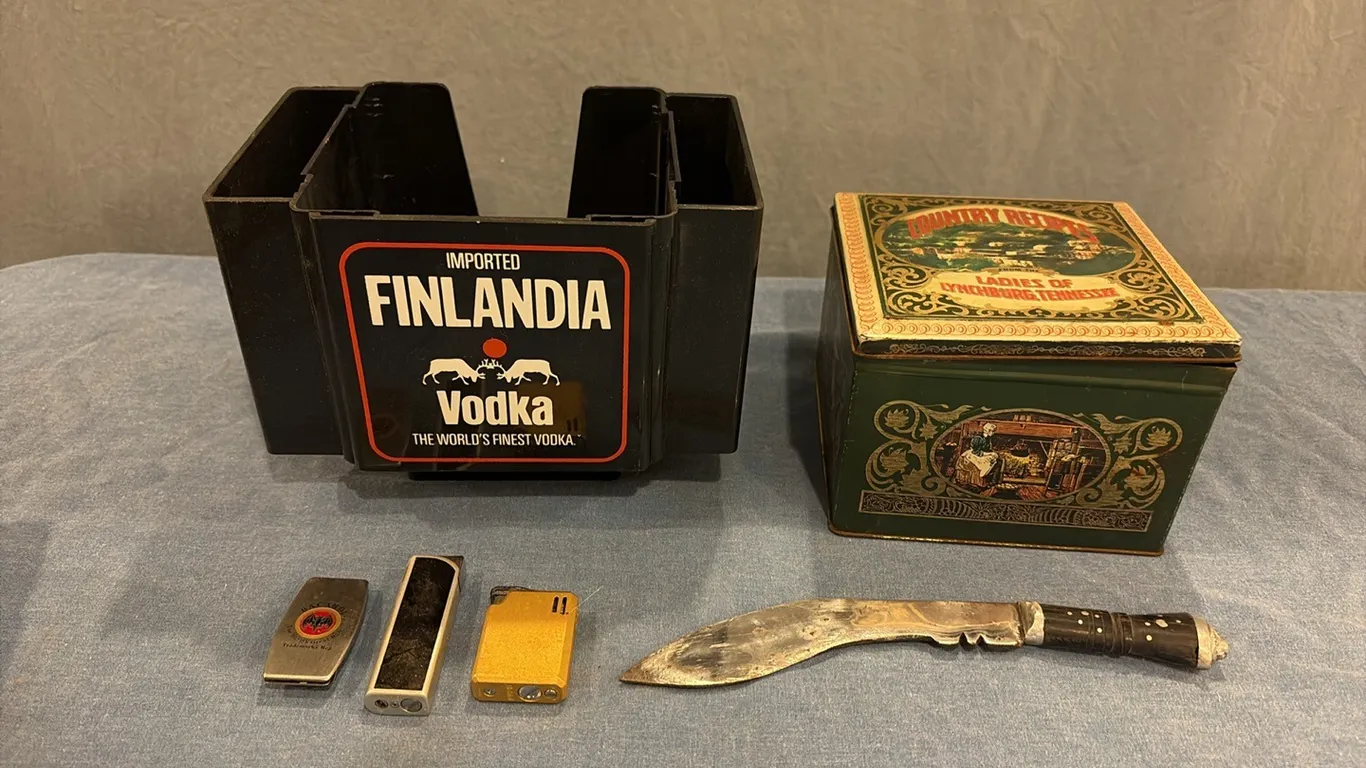 Lighters, Knife & Finlandia Table Organizer