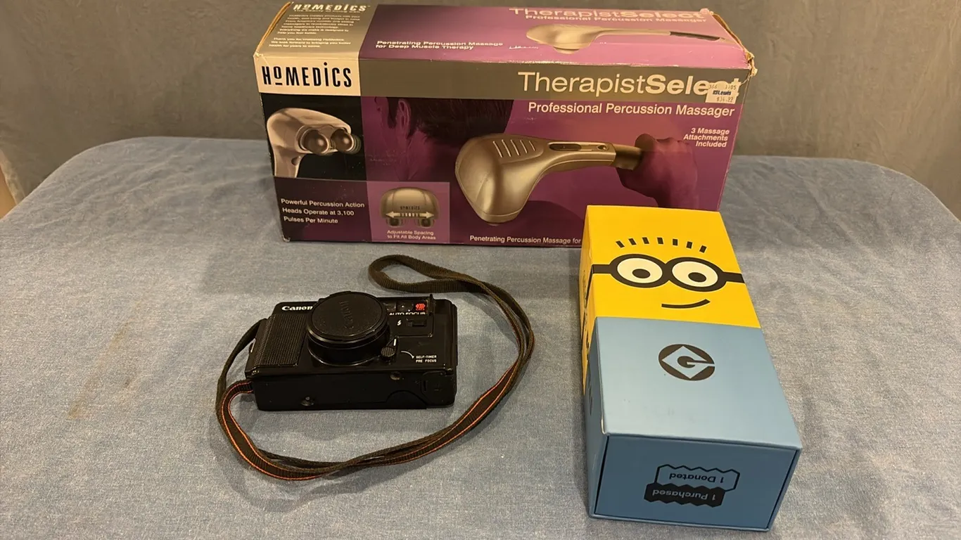Minions Socks, Canon Camera & Massager