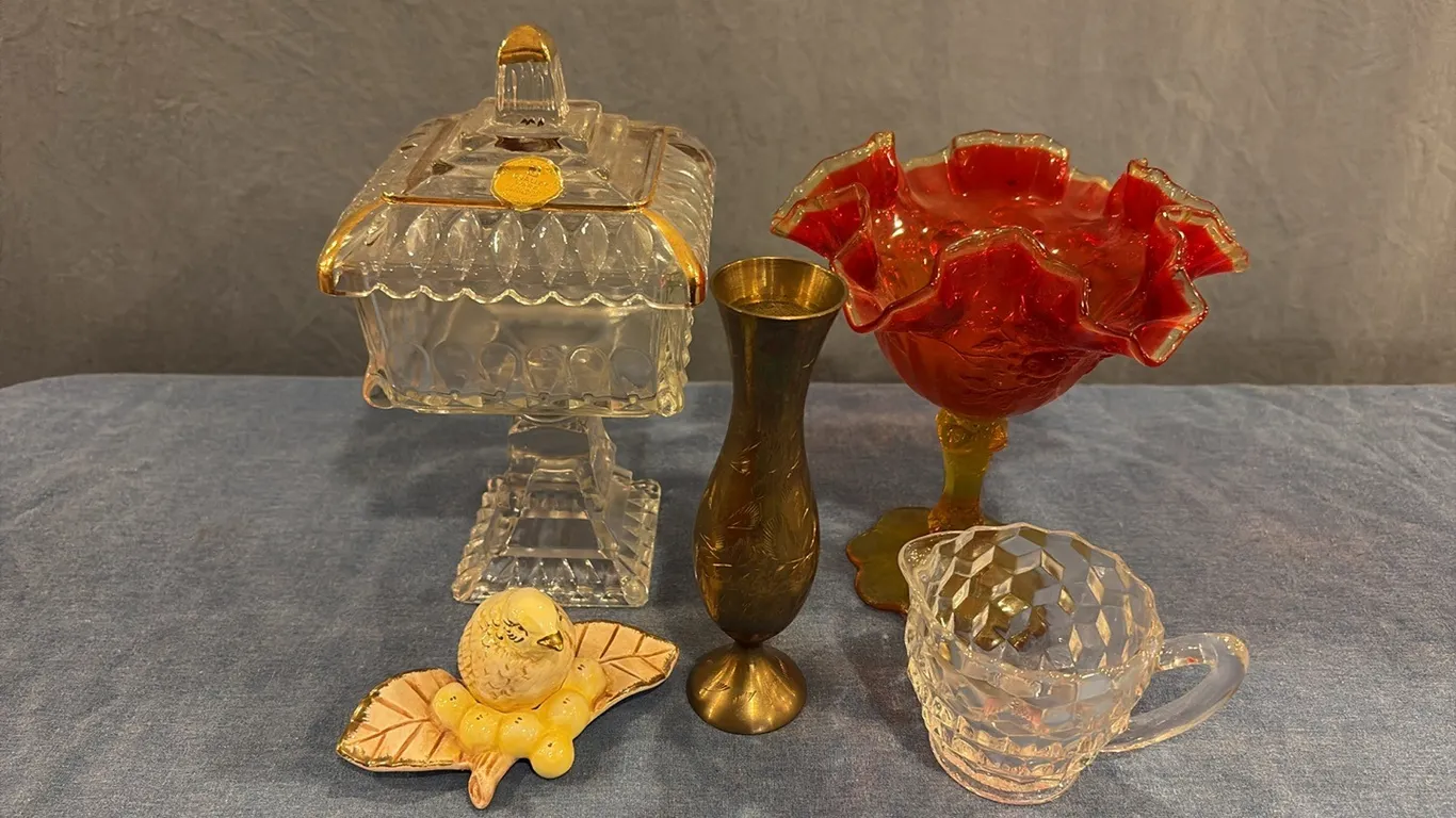 Candy Dish, Vase & Misc