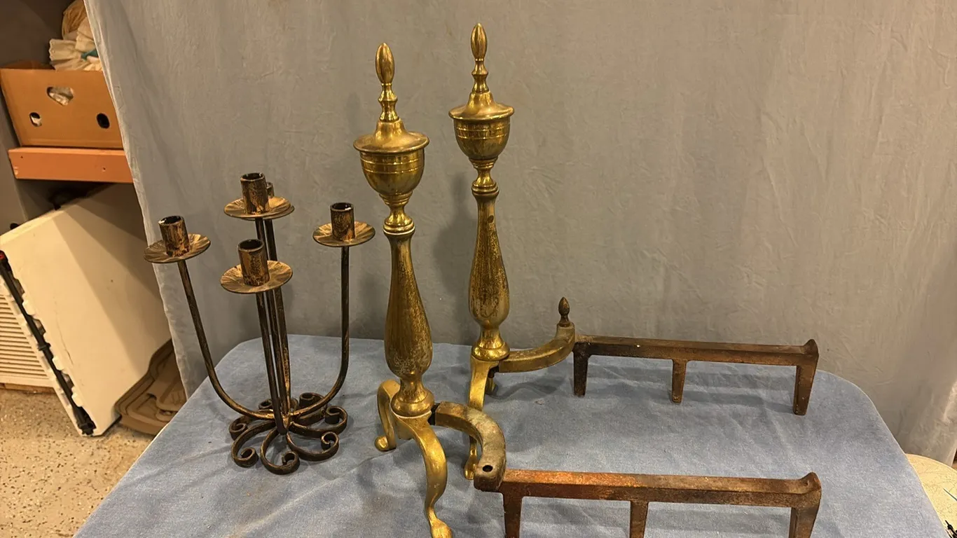 Fireplace Andirons & Candle Holder
