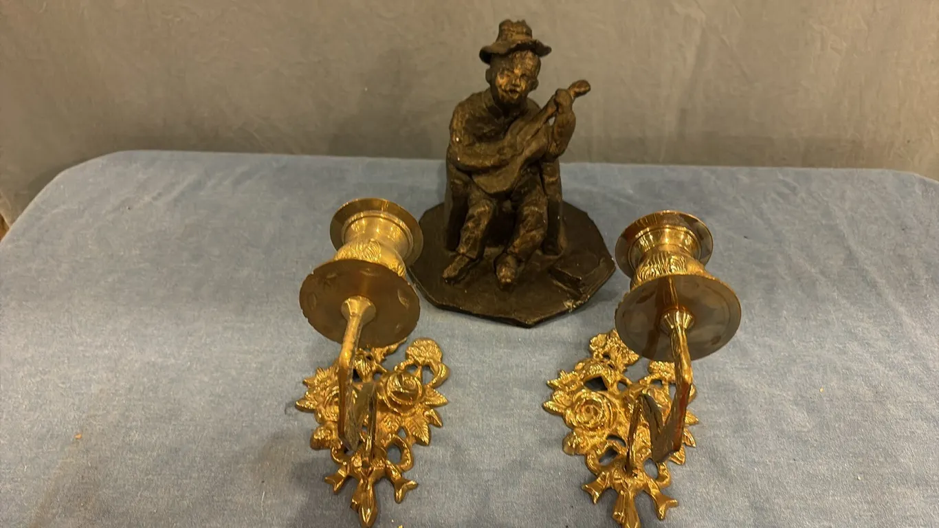 Guitar Figurine & Candle Holders