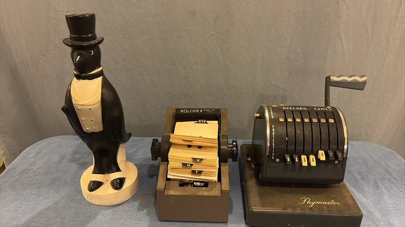 Rolodex, Paymaster & Old Crow Rubber Figurine