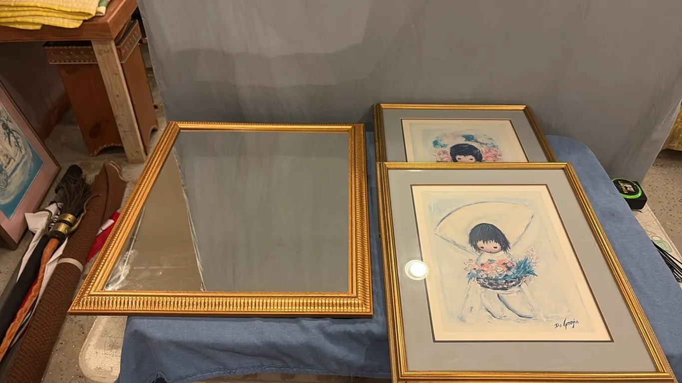 De Grazia Pictures & Gold Frame Mirror