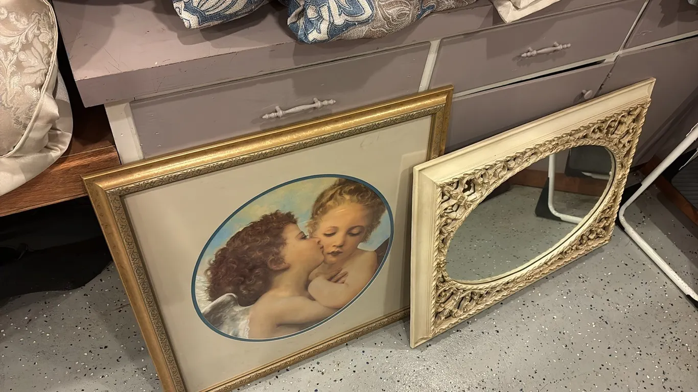 Vintage Style Mirror & Angel Baby Picture