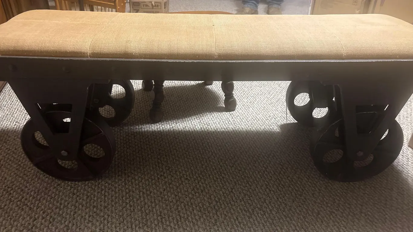 Padded Cart, Wood Foot Stool