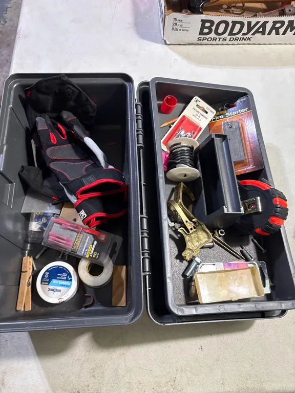 Box Misc Fittings, Tape Measure,Ect