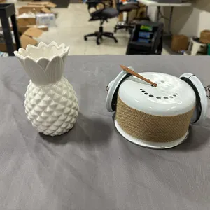 Enamel snowman, pineapple vase