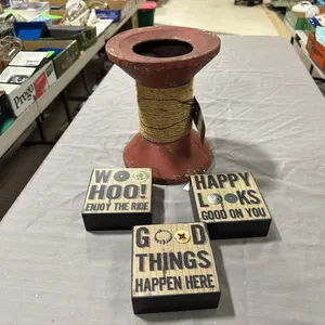 Wine/ candle holder, signs