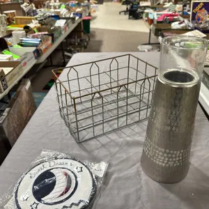 Wire basket, candle holder, sign