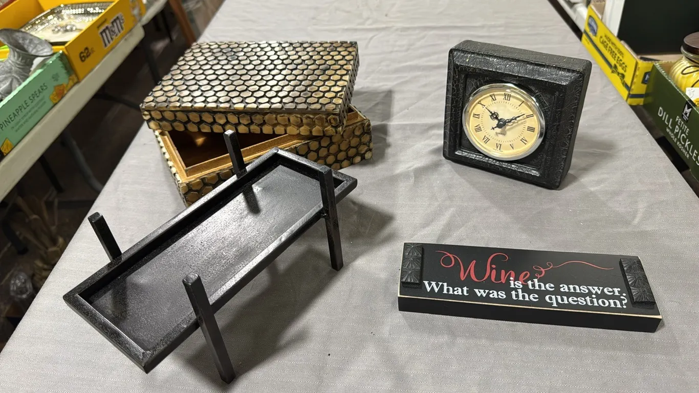 Box, clock, canfle holder