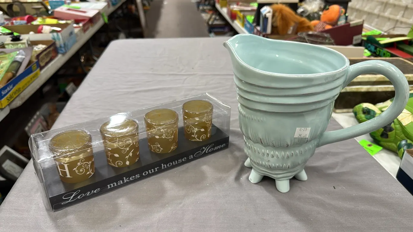 Pitcher, votive holders