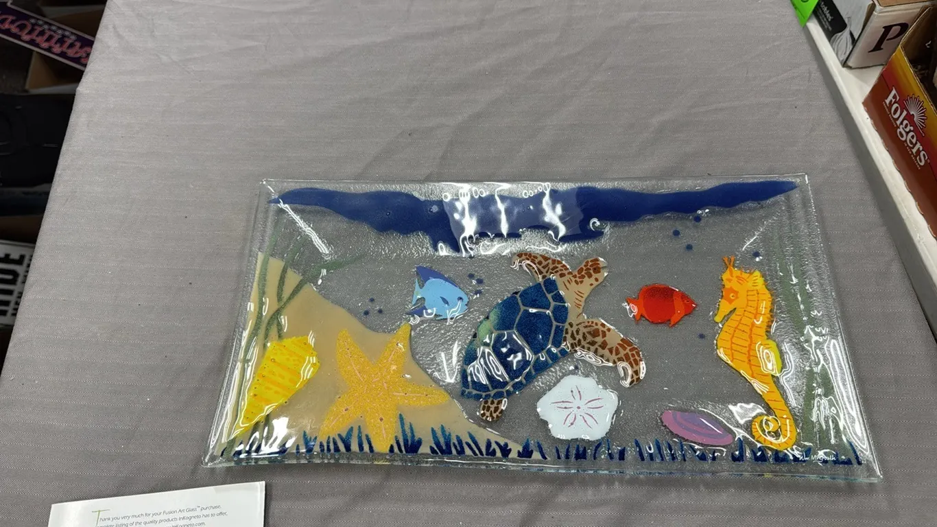 Fusion art glass plate