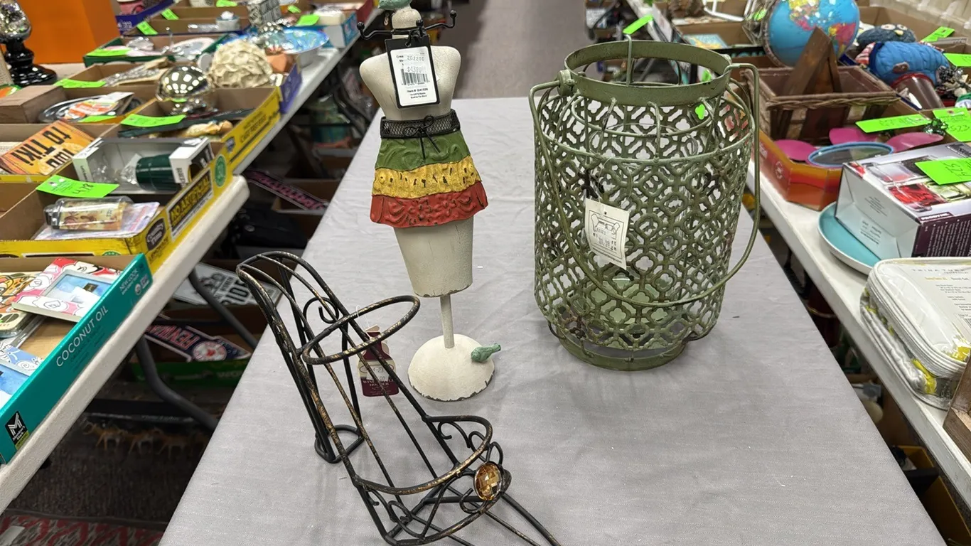 Wine bottle holder, candle lantern, necklace stand