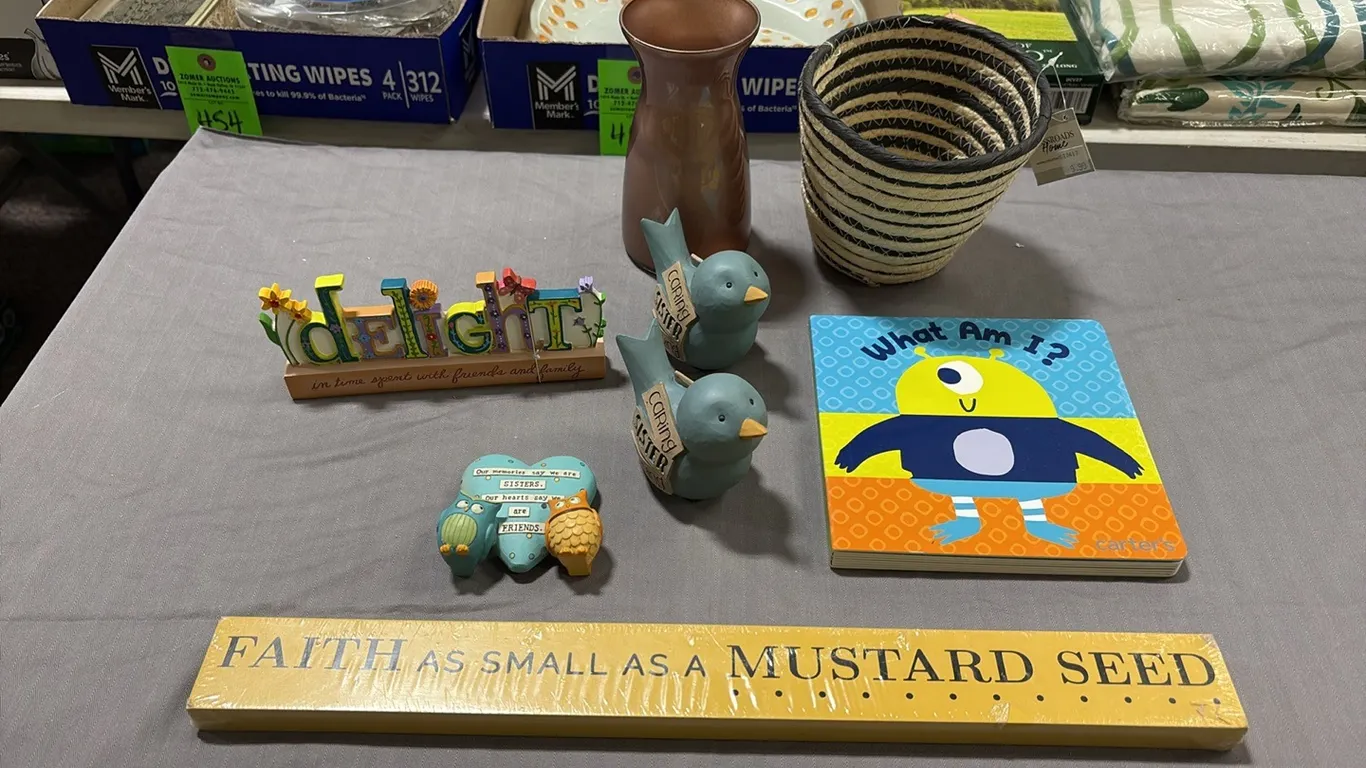 Bird Figurines, Vase, Basket & Kids Book