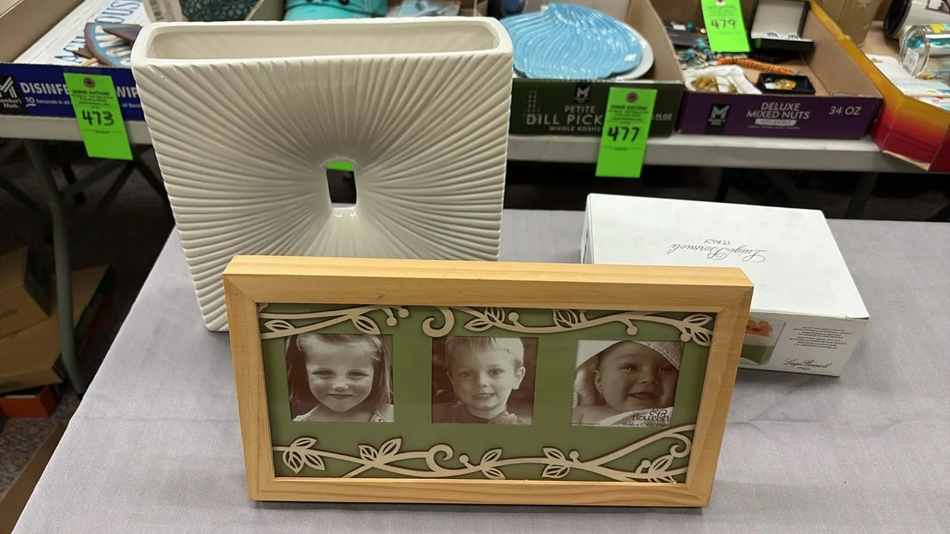 Ceramic Vase, Serving Dishes & Picture Frame
