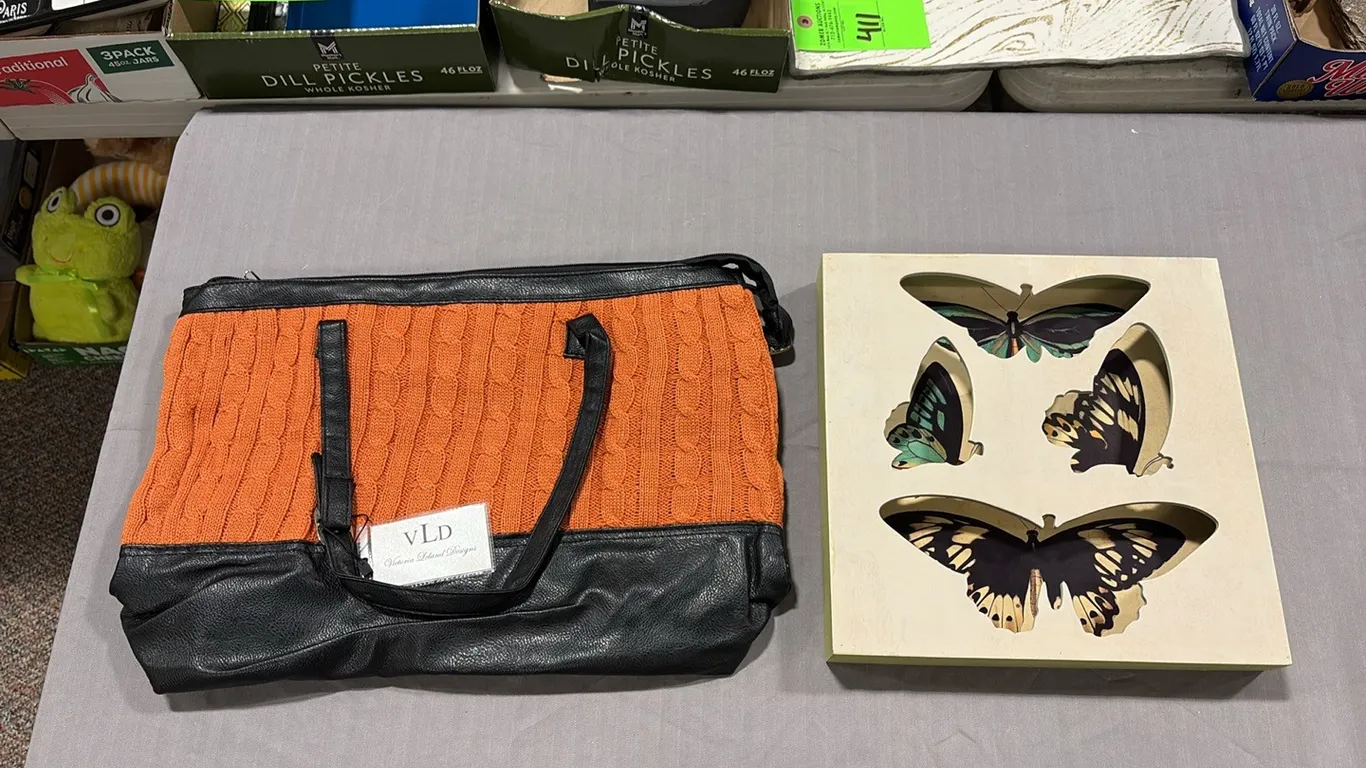 Orange Purse & Butterfly Wall Art
